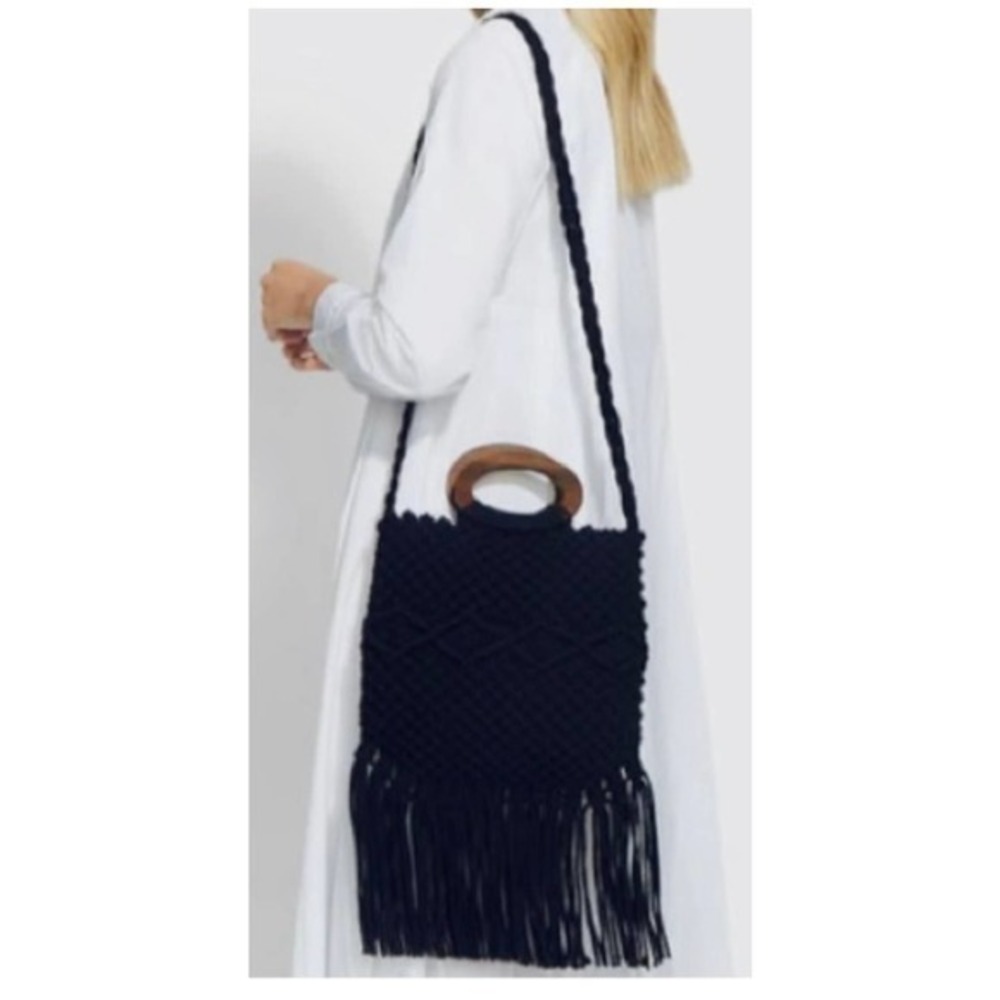 Danielle Nicole Macrame Crossbody Black - image 1